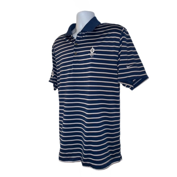 Nike Dri-FIT Golf Polo Shirt L Capitol Hill Robert Trent Jones Trail Navy Stripe - Picture 5 of 12
